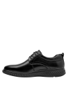 Calzado negro de cuero para hombre, perfecto para ocasiones formales. Diseño anatómico y taco plano.