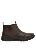 Botín café para hombre, estilo casual, con taco plano para mayor estabilidad.