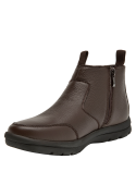 Botín de cuero café para hombre, estilo casual, ideal para actividades diarias.