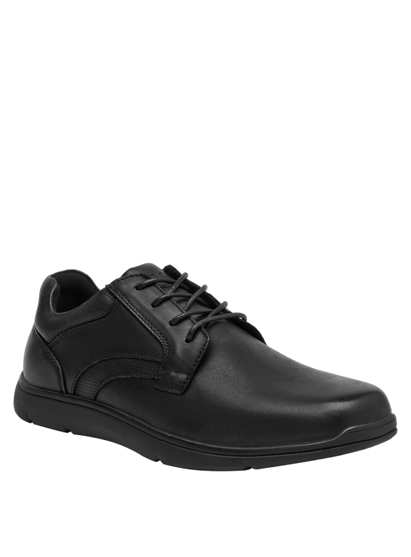 Zapatos de cuero negro para hombre, estilo casual, recomendados para uso diario y urbano.