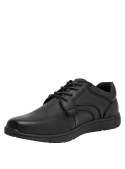 Zapatos negros de cuero para hombre, estilo casual, ideales para actividades urbanas.