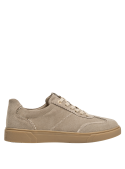 Zapatillas de mujer en color beige, diseño anatómico de cuero, recomendadas para el día a día y ocio.