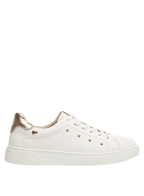 Zapatillas cómodas blancas de cuero para mujer, perfectas para combinar con jeans o vestidos.