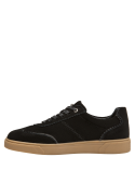 Zapatillas cómodas de cuero negro para mujer, recomendadas para uso diario.