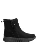 Botín negro de cuero para mujer, ideal para el otoño, proporciona comodidad y soporte en cada paso.