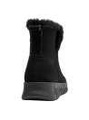 Botín negro de cuero para mujer, estilo versátil, adecuado para looks chic o casuales con jeans ajustados.