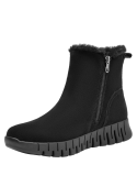 Botín negro de cuero para mujer, cuña de 4 cm, perfecto para días fríos con forro de chiporro.