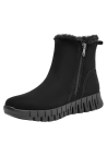 Botín negro de cuero para mujer, cuña de 4 cm, perfecto para días fríos con forro de chiporro.