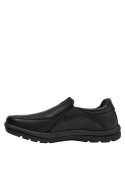 mocasín negro hombre casual cuero con taco plano de 3 cm