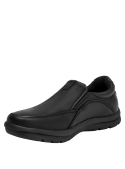 mocasín negro hombre casual cuero con diseño de punta redonda