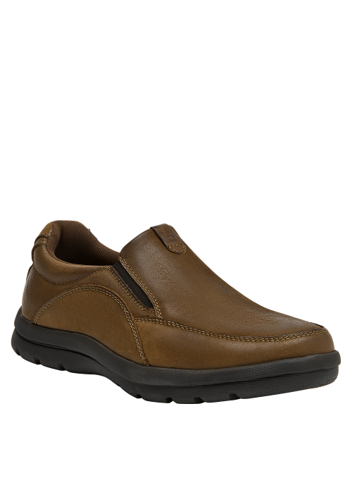 mocasín hombre café cuero con altura de taco de 3 cm para confort diario