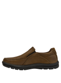 mocasín plano hombre café cuero con diseño anatómico y forro de mesh