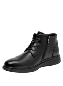 Botín negro formal de cuero para hombre, ideal para actividades cotidianas y eventos especiales.