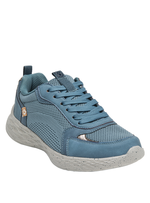 zapatilla cómoda azul mujer con taco plano de 3 cm, ideal para el día a día