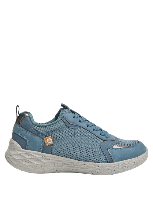 zapatilla cómoda azul mujer con taco plano de 3 cm, ideal para el día a día