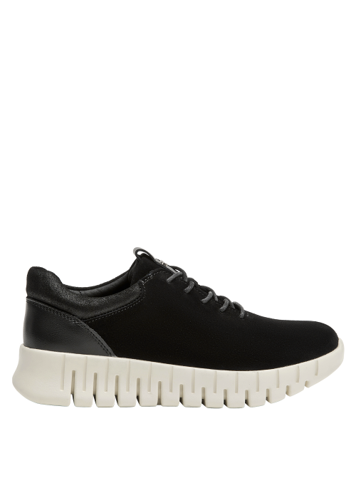 Zapatilla casual negra para mujer, comodidad y estilo urbano.