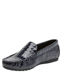 mocasín azul cuero mujer estilo formal ideal para actividades diarias