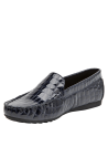 mocasín azul cuero mujer estilo formal ideal para actividades diarias