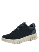 Zapatilla de cuña azul para mujer, estilo casual, ideal para actividades urbanas.