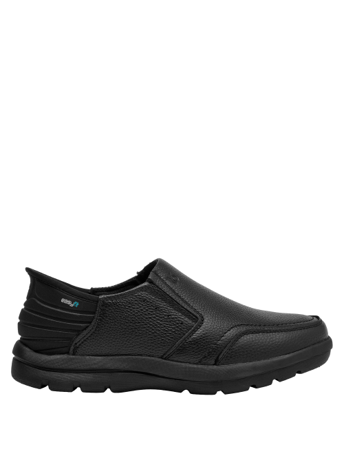 mocasín negro hombre casual EASY FIT, calce adaptable sin necesidad de atar.