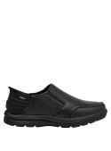 mocasín negro hombre casual de punta redonda, estilo versátil para jeans o pantalones.