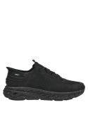 Zapatillas casuales negras, género hombre, tacón plano de 4 cm, comodidad en cada paso.