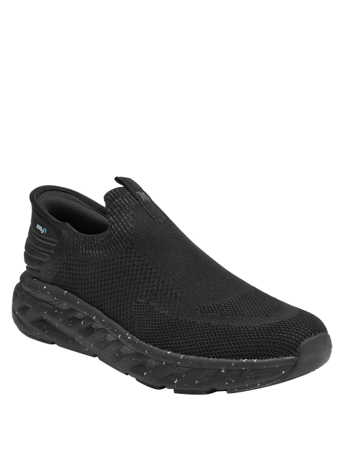 Zapatilla negra para hombre, diseño anatómico, perfecta para un look urbano y cómodo.