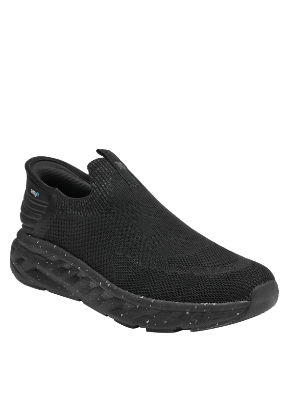 Zapatilla negra para hombre, diseño anatómico, perfecta para un look urbano y cómodo.