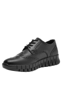 Zapato cuña negro mujer, estilo formal, ideal para actividades diarias, fabricado en suave cuero.