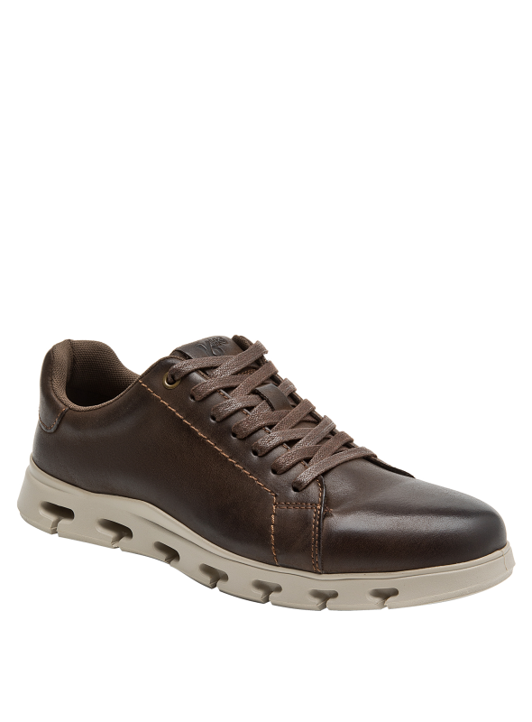zapato de cuero café para hombre, suela flexible, adecuado para rutinas urbanas