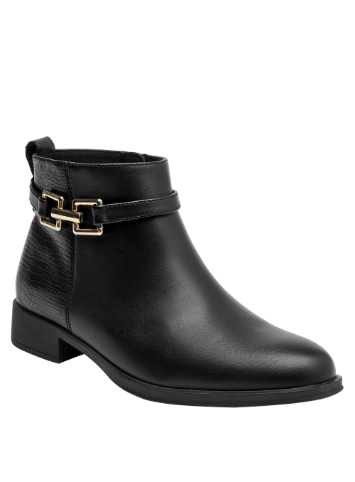 Botín negro de cuero con punta redonda, recomendado para un look fresco y moderno en actividades diarias.