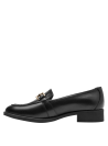 mocasín negro mujer cuero diseño elegante punta redonda estilo chic