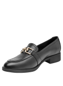 mocasín negro mujer cuero estilo formal taco plano 2.5 cm actividad urbana