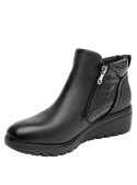 Botín negro de cuero para mujer, estilo casual, ideal para uso diario y elegante.