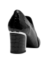 zapato de cuero negro para mujer con detalle en charol, estilo formal para ocasiones especiales