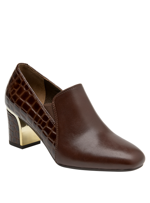Zapato de Cuero Café con Taco Bloque - 16 HRS