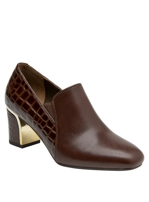 cafés zapato formal mujer cuero con textura croco ideal para rutinas urbanas.