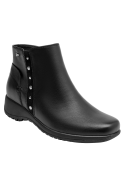 Botín negro de cuero suave para mujer, estilo casual, cómodo para caminar durante todo el día.
