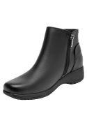 Botín negro casual para mujer en cuero, ideal para uso diario y actividades urbanas.