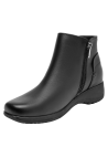 Botín negro casual para mujer en cuero, ideal para uso diario y actividades urbanas.