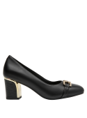 Zapato formal negro para mujer, de cuero, ideal para actividades laborales y eventos elegantes.