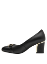 Zapato formal negro para mujer, de cuero, ideal para actividades laborales y eventos elegantes.