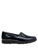 mocasín azul de cuero para mujer, estilo elegante, ideal para jornadas laborales o salidas casuales