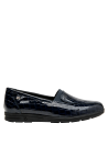mocasín azul de cuero para mujer, estilo elegante, ideal para jornadas laborales o salidas casuales