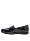 mocasín azul brillante para mujer, estilo formal, perfecto con jeans o vestidos ligeros, material cuero
