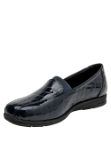 mocasín azul para mujer, estilo formal, ideal para trabajo o paseos, material cuero, diseño anatómico