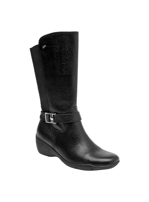 Botas casuales negras de mujer, hechas de cuero, con forro de mesh, transpirables y flexibles para el día a día.