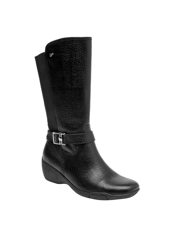 Botas casuales negras de mujer, hechas de cuero, con forro de mesh, transpirables y flexibles para el día a día.