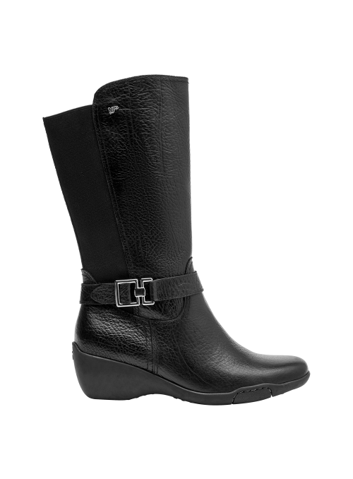 Botas casuales negras de mujer, hechas de cuero, con forro de mesh, transpirables y flexibles para el día a día.