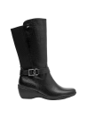 Botas de mujer en color negro, estilo casual, con tacón cuña, perfectas para caminar cómodamente todo el día.